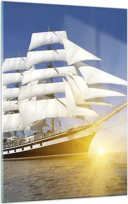 Produktbild von Bilder auf glas - Einteilig - Yacht Meer Welle - 50x70cm - Glasbilder - Wandbilder - Bilder - zum Aufhängen bereit - Wanddekoration aus Glas - Glas Bilder - Wandbild auf Glas - GPA50x70-4039
