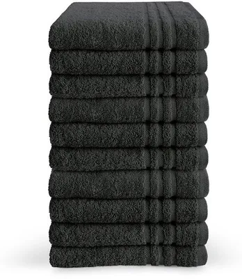 Produktbild von Unyqoos® Handtuch-Set 10er – 50 x 100 cm, 100% Baumwolle (500 g/m²), Hotelqualität, weich & saugfähig, Anthrazit