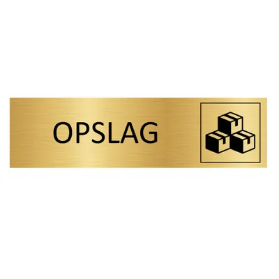 Produktbild von CombiCraft Aluminium Türschild "Opslag" in Gold mit 3M-Klebeband - 165 x 45 mm