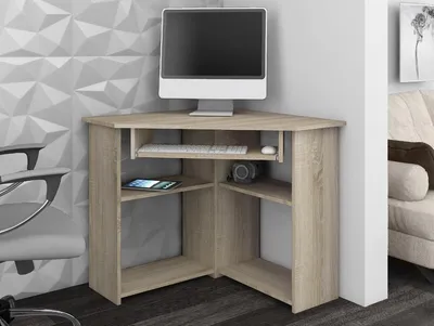 Produktbild von Eckschreibtisch – Büro Eckschreibtisch – Eck Computertisch – Bürotisch – TED – 80 cm – Sonoma Eiche – Platzsparender Computertisch mit Regalfächern