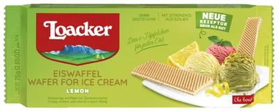 Zdjęcie produktu dla Loacker Classic Lemon rożek do lodów z delikatnym kremem cytrynowym 135g