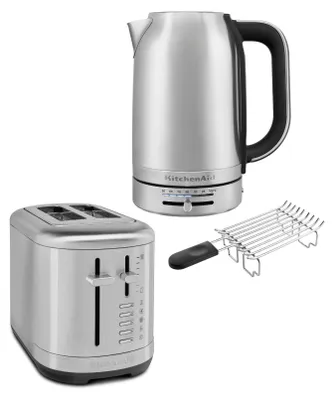 Produktbild von KitchenAid Frühstückspaket inkl. Wasserkocher 5KEK1701, Toaster 5KMT2109 + Brötchenaufsatz + Sandwichzange Edelstahl