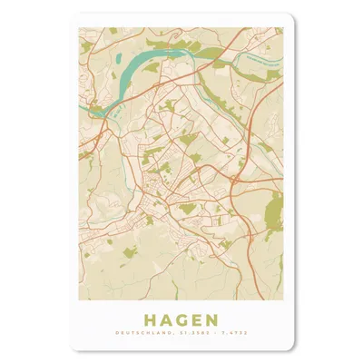Produktbild von MuchoWow® Mauspad Mousepad Karte - Hagen - Stadtplan - Vintage - Karte 18x27 cm - Mousepads - Maus Mat - Pad - Mausunterlage