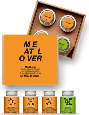 Produktbild von STAY SPICED ! Meat Lover Geschenkbox – Grillgewürze für Fleischliebhaber – BBQ Geschenkset mit 6 edlen Gewürzmischungen
