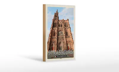 Produktbild von Holzschild Reise 12x18 cm Strasbourg Frankreich Münster Dekoration