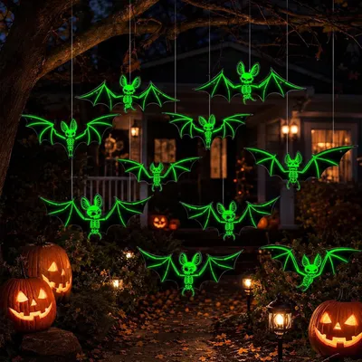 Imagen del producto de Decoraciones de Halloween, 10 unidades, murciélagos luminosos