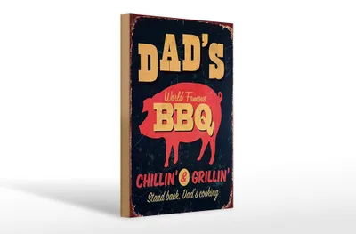 Produktbild von Holzschild Spruch 20x30cm Dad´s world famous BBQ grillin
