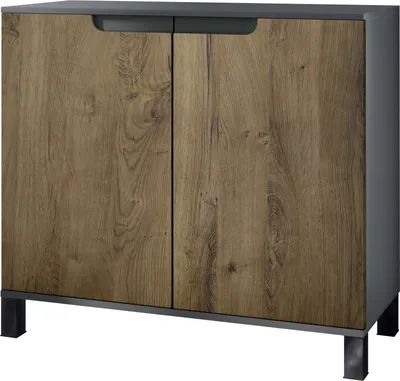 Produktbild von Vladon Kommode Sylt V3, Moderner Küchenschrank mit 2 großen Türen Anthrazit matt / Eiche Ribbeck (92,5 x 84.5 x 35)