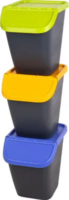 Immagine prodotto di Branq Set di contenitori per rifiuti differenziati 23 l, 3 pezzi - antracite