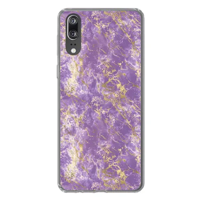 Produktbild von MuchoWow® Handyhülle Schutzhülle Hülle für Huawei P20 Marmor - Lila - Gold - Muster Silikon Softcase Handy Hülle - Hardcover