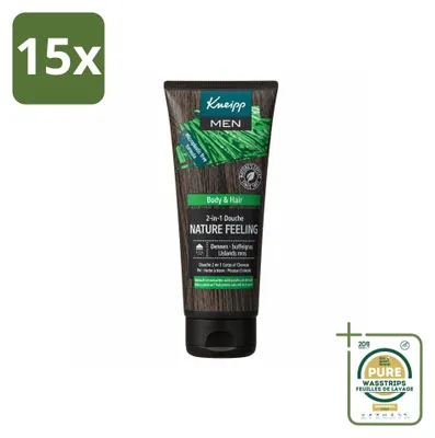 Obrázek produktu pro 15 kusů sprchového gelu Kneipp Men 2 v 1, řada Nature Feeling, objem 200 ml – balení