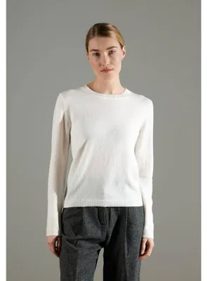 Productafbeelding van Studio Cashmere8 damespullover met ronde hals, model NAMI 4, kleur ecru, maat XXL