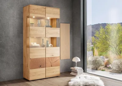 Produktbild von Vitrine 100x202cm "Belfast" Wildeiche massiv