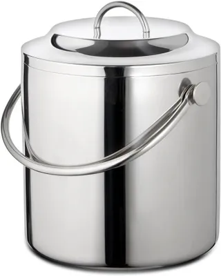 Produktbild von Doppelwandiger Eiswürfeleimer aus Edelstahl in Silber, Maße: 23 cm x 23 cm x 32 cm