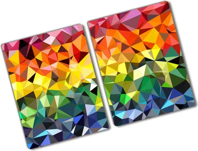 Produktbild von Tulup Glas Herdabdeckplatte - 2x40x52 cm - Glaskeramikkochfeld-Abdeckung Spritzschutz Glasabdeckplatte Kochplattenabdeckung und Schneidebrett - Zweiteilig - Kunst: modern & klassisch - Geometrische Figuren - Mehrfarbig