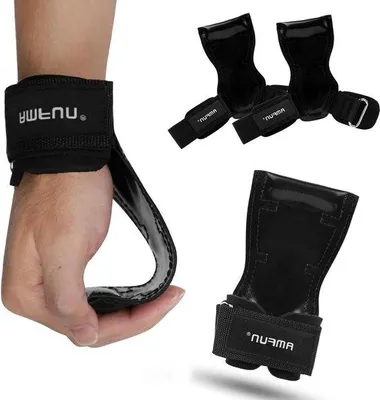 Immagine prodotto di Cinturini da polso in pelle antiscivolo con neoprene e chiusura in velcro - Cinturini da allenamento per il sollevamento pesi - Allenamento della forza per il bodybuilding