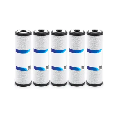 Produktbild von KLARWOD Wasserfilterpatrone 10" 5 Pack Carbon Block Wasserfilterkartusche Aktivkohle CTO | ganze Haus Filtration Universal Ersatz | Umkehrosmose