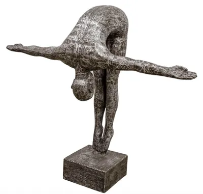 Produktbild von Casa Padrino Kunstspringer Skulptur Silber / Schwarz 157 x 54 x H. 135 cm - Luxus Deko Turmspringer Figur