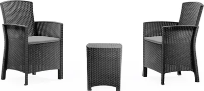 Produktbild von Lounge-Set für den Außenbereich Dfre, Garten-Set mit Kissen, Lounge-Set für den Innenbereich in Rattan-Optik, 100 %  Italy, Anthrazit