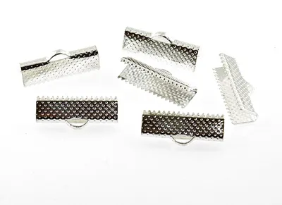Produktbild von Vintageparts Bandklemmen silberfarben 20 mm für Armbänder und Ketten, 20 Stück