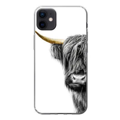 Produktbild von MuchoWow® Handyhülle Schutzhülle Hülle für iPhone 12 mini Schottischer Highlander - Tiere - Schwarz und Gold Silikon Softcase Handy Hülle - Bild