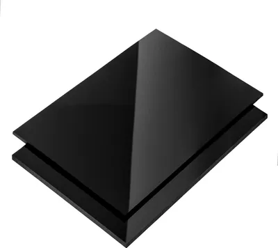 Two black rectangular sheets are stacked on top of each other against a white background.