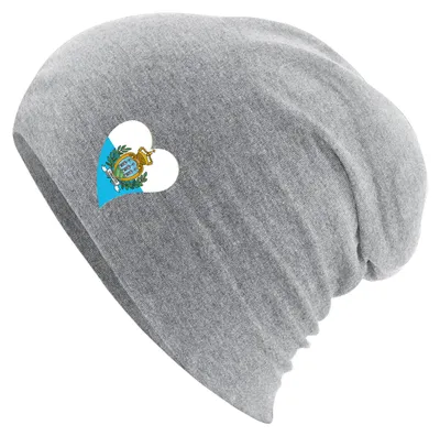 Produktbild von Huuraa Beanie San Marino Flagge Herz Heather Grey One Size Baumwolle und Elasthan Mütze Geschenkidee