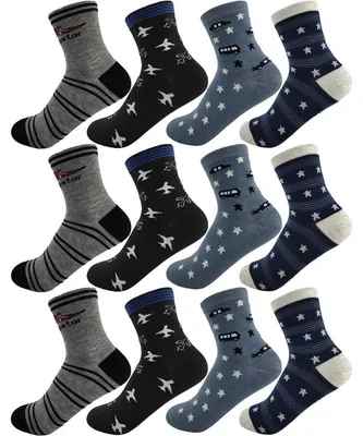 Produktbild von 12 Paar Kinder Socken Jungen & Mädchen mit Muster Baumwolle, 12 Paar, Mix6/23-26