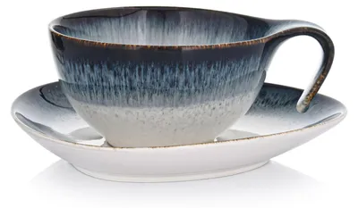 Produktbild von DUKA Tasse Kaffeetasse Porzellantasse Kaffeebecher - Time Dim Porzellantasse mit Untertasse 350 ml DUKA