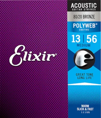 Produktbild von Elixir 11100 Polyweb - 80/20 Bronze, medium (013-056)