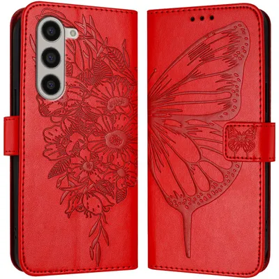 Produktbild von Mobigear Butterfly  Samsung Galaxy Z Fold 6 Hülle Klapphülle Geldbörse - Rot