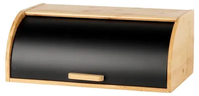 Image de Boîte à pain - Récipient de rangement pour le pain - Bois de bambou - Noir - 41 x 25,5 x 16,5 cm - Avec couvercle - Organisation de la cuisine