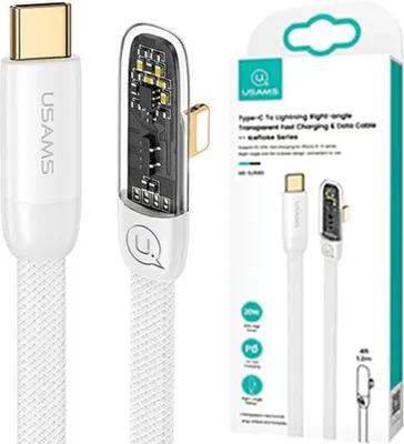 Produktbild von USAMS USB-C auf Lightning Kabel 1,2m Schnellladung Weiß