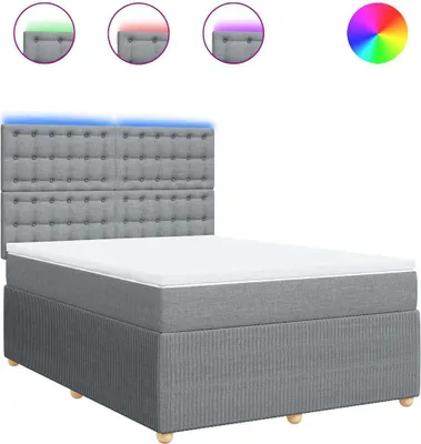 Image de vidaXL Lit boxspring avec matelas gris clair 160x200 cm Tissu