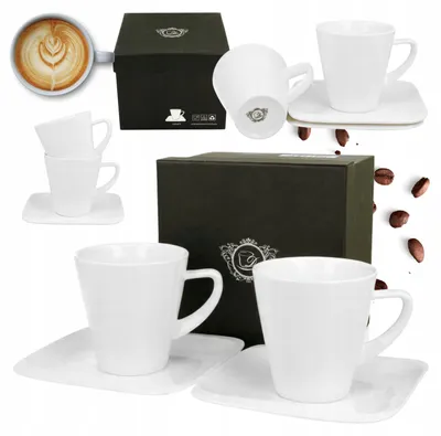 Produktbild von Duo Tassen-Set mit Untertassen, Weiß, 250ml, Elegant
