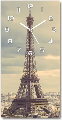 Produktbild von Wanduhr aus Glas – 30x60 cm - Glasbild - Glasuhr - Gehärtetes Glas -Eiffelturm Paris