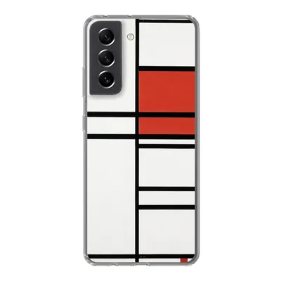 Produktbild von MuchoWow® Handyhülle Schutzhülle Hülle für Samsung Galaxy S21 FE Komposition mit Rot und Weiß - Piet Mondrian Silikon Softcase Handy Hülle - Mobiltelefonhülle