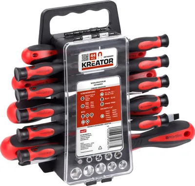 Immagine prodotto di Set completo di 44 pezzi di cacciaviti magnetici, cacciaviti di precisione, dadi e bit con cacciaviti Torx a taglio incrociato, assortiti in scatola appesa - KRT400004
