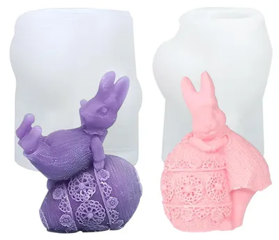 Obrázek produktu pro 2 silikonové formy na Velikonoce, forma na velikonočního zajíčka, silikonové formy na odlévání, DIY forma na zajíčka do sádry, svíčky ze sójového vosku, ruční práce