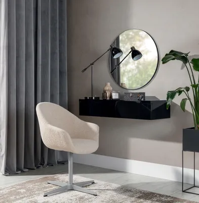 Produktbild von BEAUTYSOFA | Hängender Konsolentisch NIVARO Schwarz/Schwarz glänzend, Schminktisch mit 1 Schublade, Moderner Wandregale