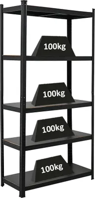 Produktbild von All Black Series Schwerlastregal Ragnar | HxBxT 180x90x40cm | Fachlast 100kg | Matt Schwarz