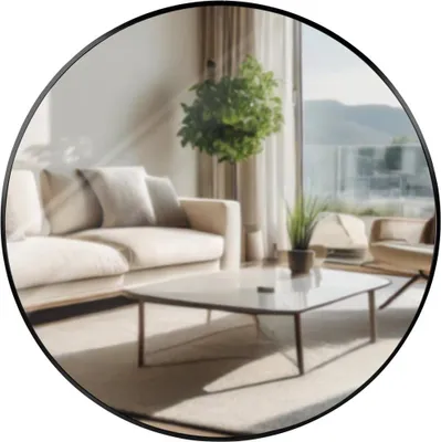 Immagine prodotto di Specchio da parete rotondo - Specchio rotondo - montaggio facile - design minimalista | Colore: Nero | Misura: XL