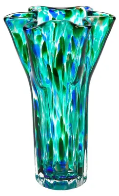 Immagine prodotto di Vaso di vetro verde per fiori, con apertura ampia