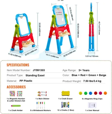 Obrázek produktu pro Magnetický stojan na kreslení, výškově nastavitelný, přenosný, 1 kus