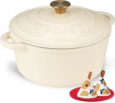 Obrázok produktu pre Liata panvica Overmont s emailovaným povrchom – hrniec na dusenie, priemer 24 cm, vhodný do rúry – s