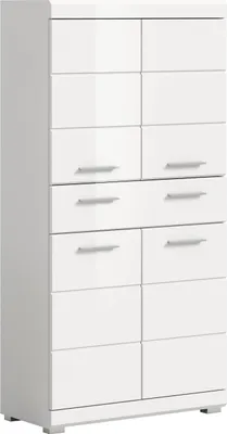 Produktbild von Scout Hochschrank Bad 4 Türen, 1 Schublade Weiß hochglanz, weiß.
