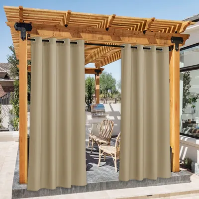 Productafbeelding van Terrasgordijnen, 2 stuks, buitengordijnen met oogjes