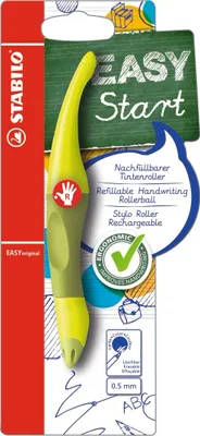 Produktbild von Ergonomischer Tintenroller für Rechtshänder - STABILO EASYoriginal in limone/grün - Einzelstift - Schreibfarbe blau (löschbar) - inklusive Patrone