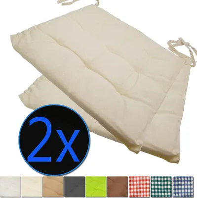 Produktbild von Stuhlkissen Nizza 38x38 cm 2er Pack Sitzkissen mit Steppung, Farbe:Ecru