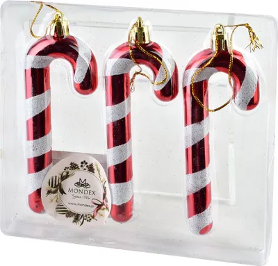 Immagine prodotto di Palline di Natale in plastica: Babbo Natale e bastoncino di zucchero, 4,5 x 12,5 cm, viola, set da 3 pezzi